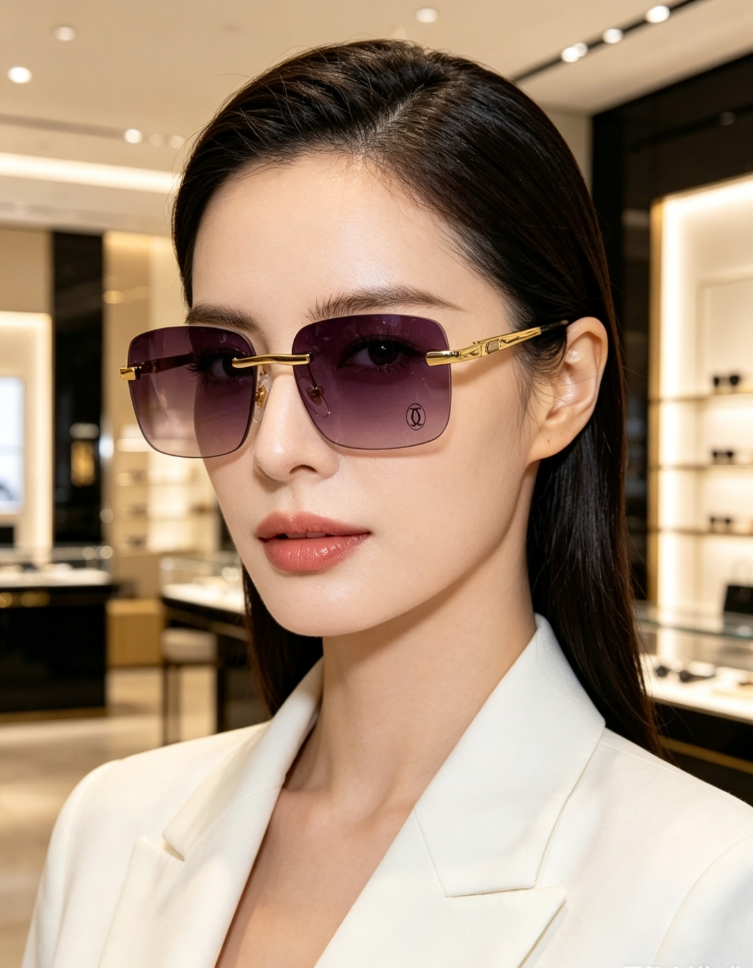Cartier卡地亚 2026新款 揽佬同款说唱无框太阳镜时尚切边太阳眼镜欧美男防晒墨镜中古男女通用