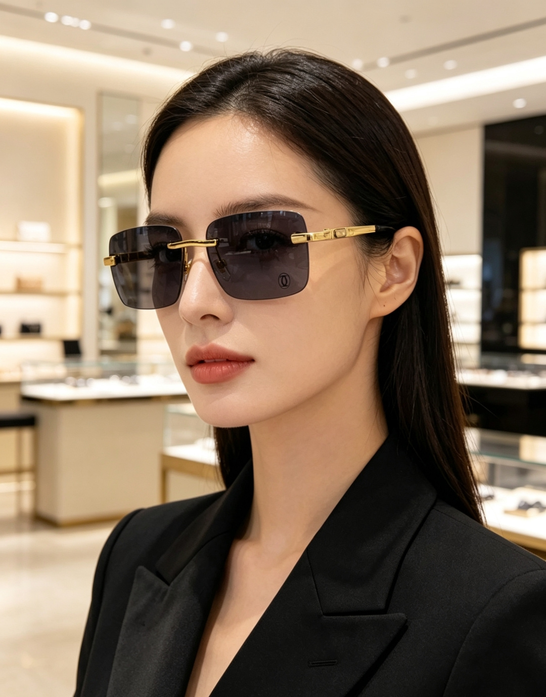 Cartier卡地亚 2026新款 揽佬同款说唱无框太阳镜时尚切边太阳眼镜欧美男防晒墨镜中古男女通用