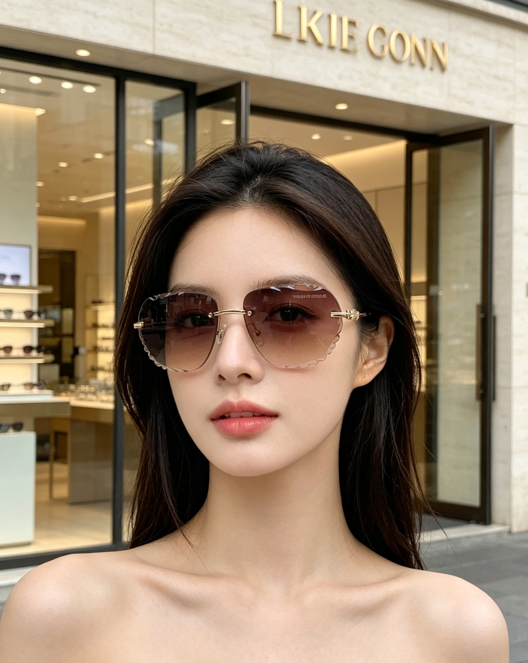 Chrome Hearts 克罗心 2026新款欧美长弧形曲面镜片无框墨镜高级感太阳眼镜防紫外线复古港风