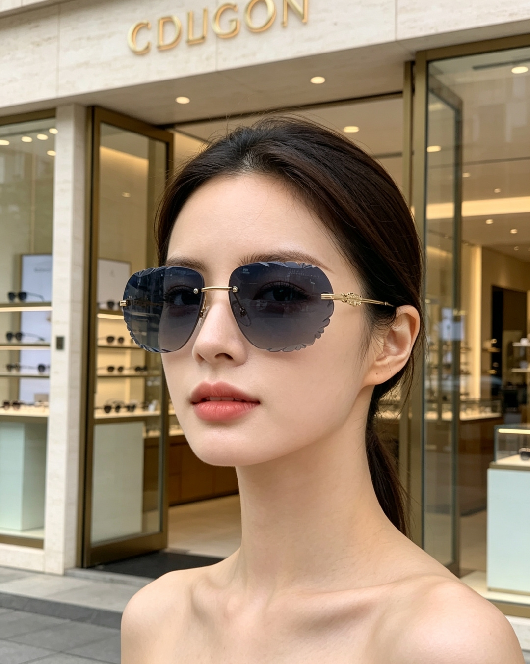 Chrome Hearts 克罗心 2026新款欧美长弧形曲面镜片无框墨镜高级感太阳眼镜防紫外线复古港风