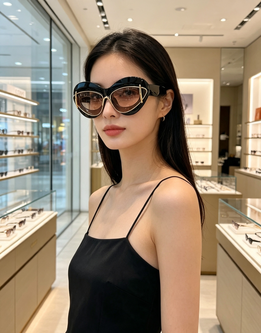 ▫️Loewe罗意威 2026新款双层镂空猫眼墨镜,流体椭圆框+双层金属金边,小众不撞款 上扬猫眼巨修饰脸型,深灰镜片防 ▫️Loewe罗意威 2026新款双层镂空猫眼墨镜,流体椭圆框+双层金属金边,小众不撞款 上扬猫眼巨修饰脸型,深灰镜片防