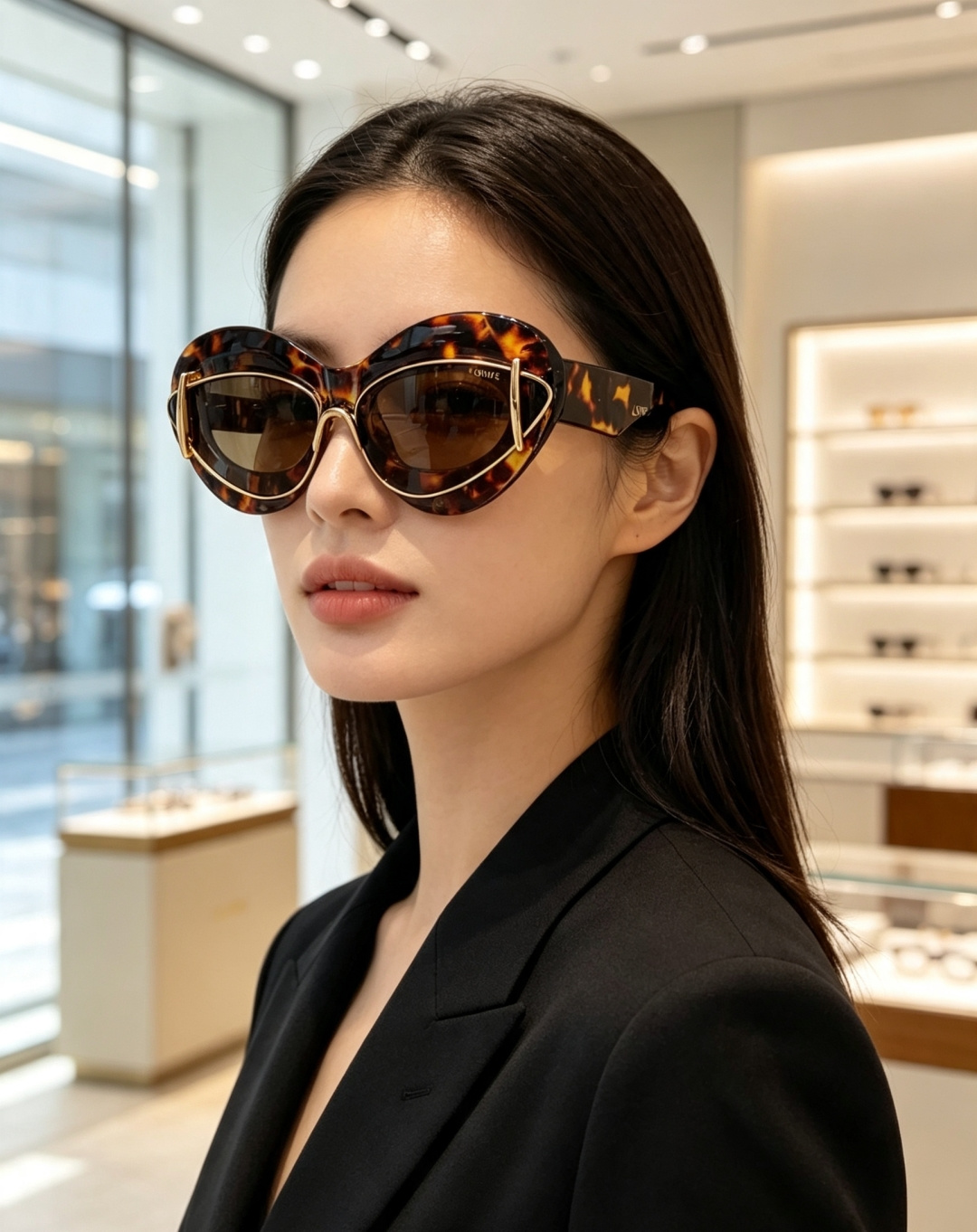 ▫️Loewe罗意威 2026新款双层镂空猫眼墨镜,流体椭圆框+双层金属金边,小众不撞款 上扬猫眼巨修饰脸型,深灰镜片防 ▫️Loewe罗意威 2026新款双层镂空猫眼墨镜,流体椭圆框+双层金属金边,小众不撞款 上扬猫眼巨修饰脸型,深灰镜片防