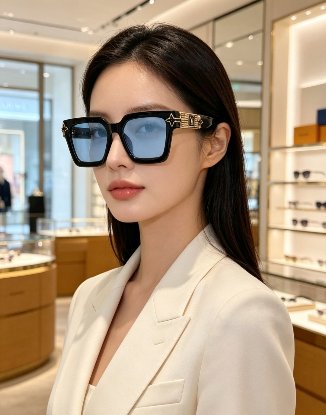 LV重磅复古方框太阳镜,自带高定奢华气场。亮光醋酸纤维粗框利落有型,金属鎏金LV标识搭配四芒星五金点缀镜腿,细节拉满辨识 LV重磅复古方框太阳镜,自带高定奢华气场。亮光醋酸纤维粗框利落有型,金属鎏金LV标识搭配四芒星五金点缀镜腿,细节拉满辨识