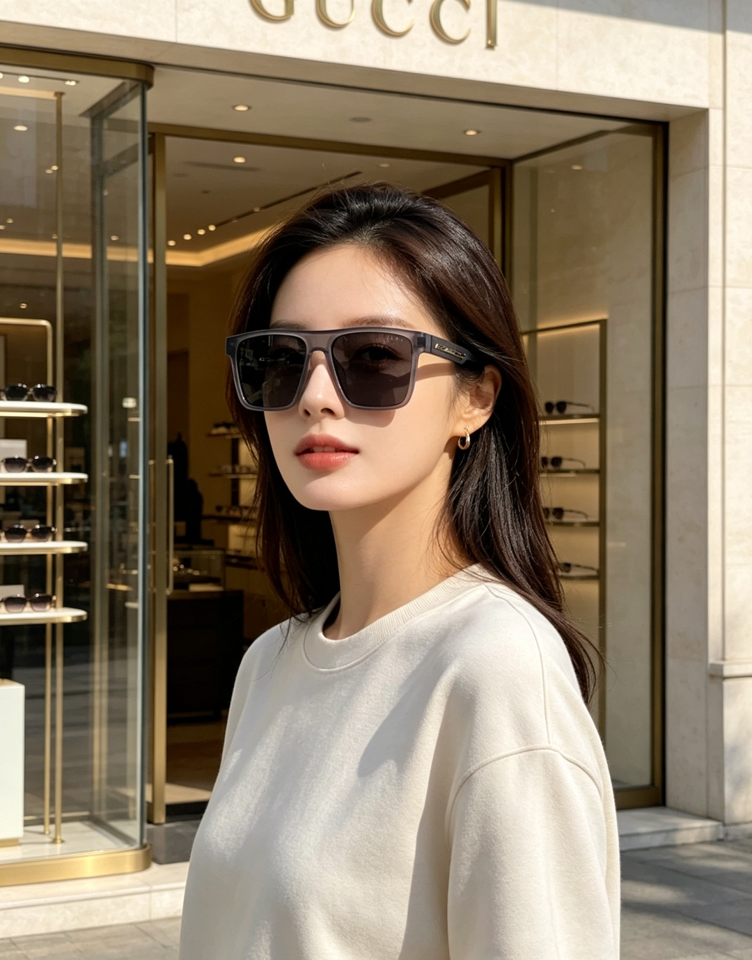 Gucci古奇 2026新款通体亮面醋酸材质打造硬朗大方框,线条利落规整,弱化面部轮廓棱角;圆脸佩戴收缩下颌显脸小,方脸 Gucci古奇 2026新款通体亮面醋酸材质打造硬朗大方框,线条利落规整,弱化面部轮廓棱角;圆脸佩戴收缩下颌显脸小,方脸