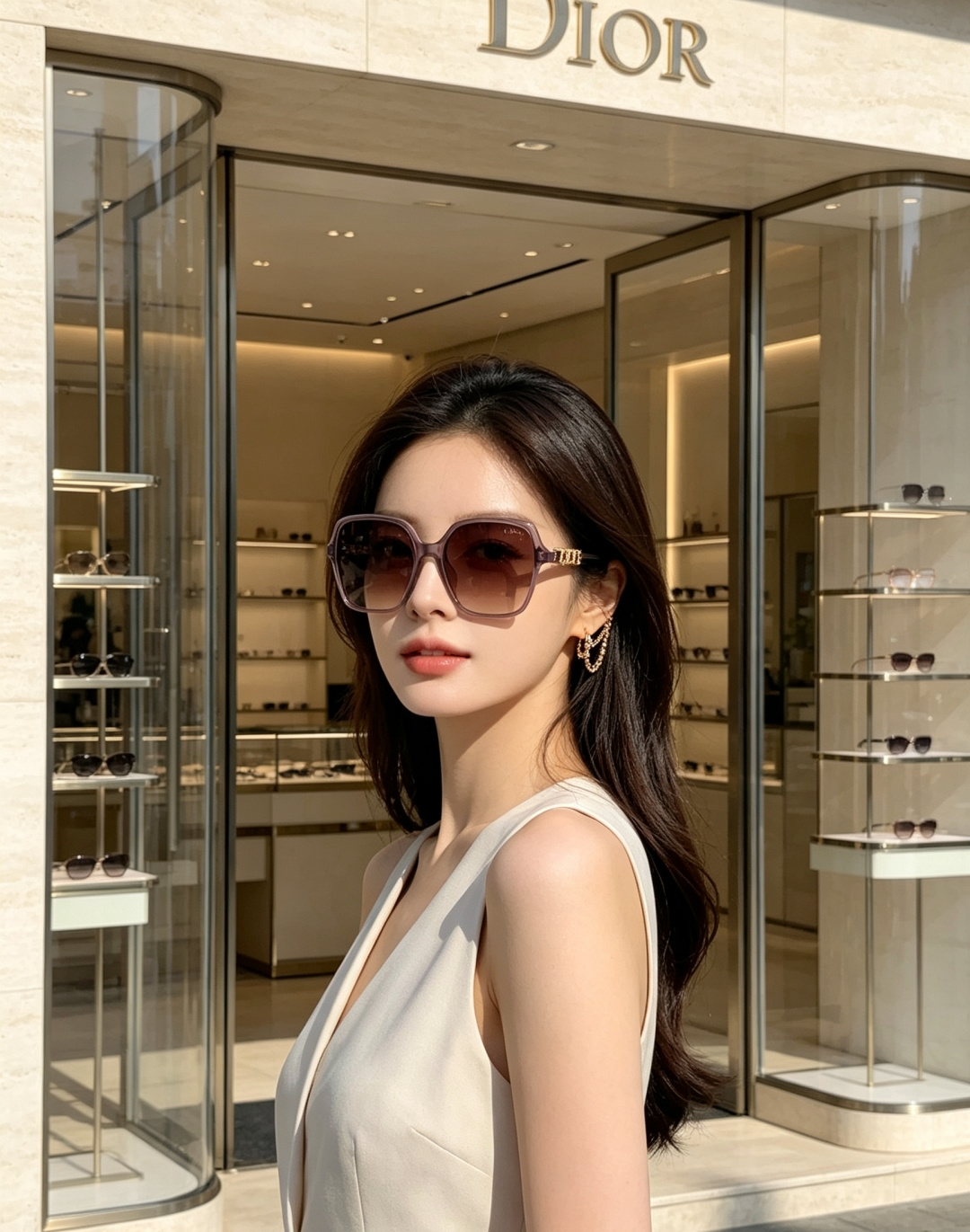 Dior迪奥 2026被颜值狠狠拿捏的Dior女士墨镜🕶️撞色镜框温柔又大气，大框版型对圆脸、方圆脸格外友好，一戴直接小