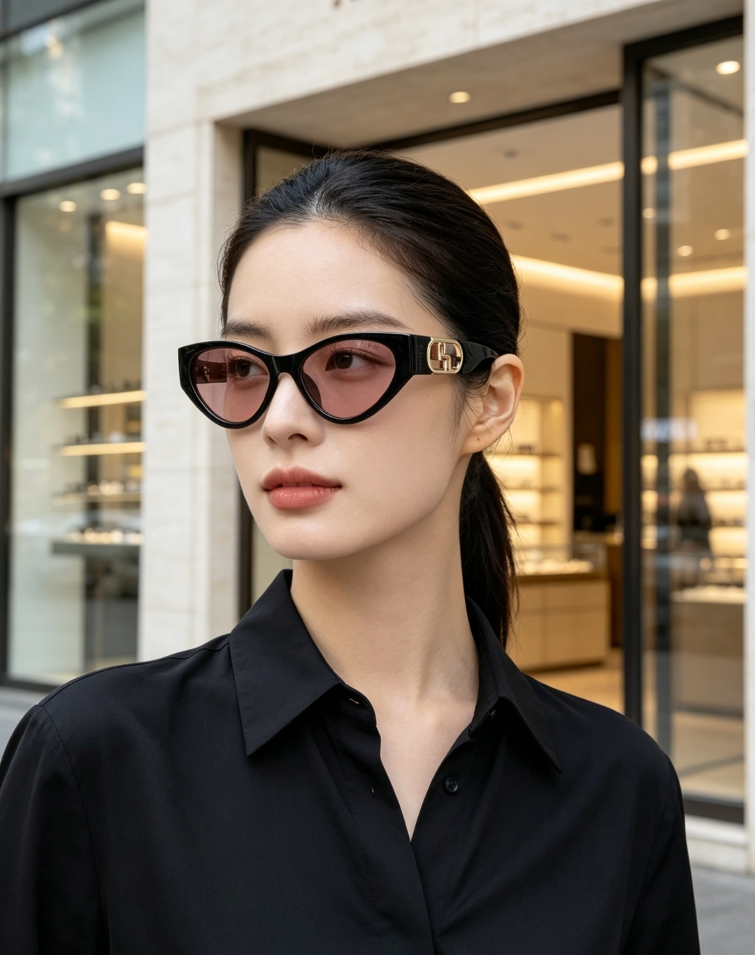 Fendi芬迪 欧美小猫眼 太阳镜 时尚金属标墨镜 高档大气款 百搭  女士墨镜 爆款单品