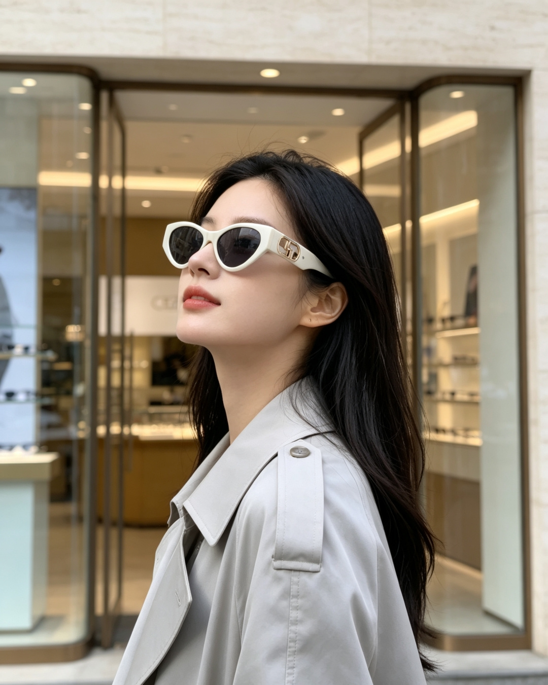 Fendi芬迪 欧美小猫眼 太阳镜 时尚金属标墨镜 高档大气款 百搭  女士墨镜 爆款单品