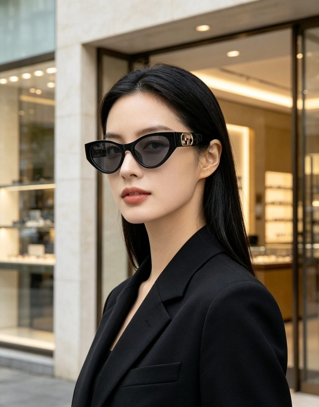 Fendi芬迪 欧美小猫眼 太阳镜 时尚金属标墨镜 高档大气款 百搭  女士墨镜 爆款单品