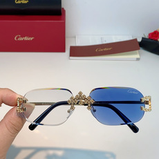 Cartier 卡地亚镶钻无框太阳镜|贵气氛围感天花板✨经典无框椭圆镜片,轻盈上脸无负重感 中梁立体镶钻豹头装饰,镜尾马 Cartier 卡地亚镶钻无框太阳镜|贵气氛围感天花板✨经典无框椭圆镜片,轻盈上脸无负重感 中梁立体镶钻豹头装饰,镜尾马