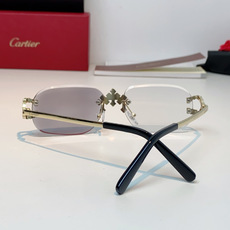 Cartier 卡地亚镶钻无框太阳镜|贵气氛围感天花板✨经典无框椭圆镜片,轻盈上脸无负重感 中梁立体镶钻豹头装饰,镜尾马 Cartier 卡地亚镶钻无框太阳镜|贵气氛围感天花板✨经典无框椭圆镜片,轻盈上脸无负重感 中梁立体镶钻豹头装饰,镜尾马