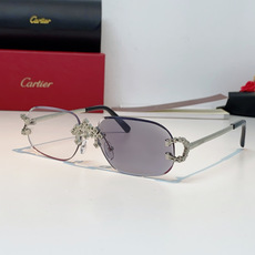 Cartier 卡地亚镶钻无框太阳镜|贵气氛围感天花板✨经典无框椭圆镜片,轻盈上脸无负重感 中梁立体镶钻豹头装饰,镜尾马 Cartier 卡地亚镶钻无框太阳镜|贵气氛围感天花板✨经典无框椭圆镜片,轻盈上脸无负重感 中梁立体镶钻豹头装饰,镜尾马