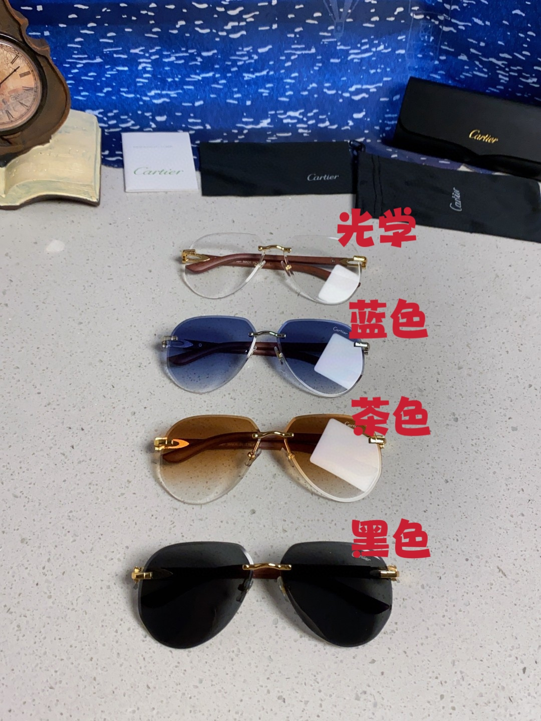 Cartier卡地亚 2026新款欧美夏季男运动太阳镜防紫外线女嘻哈流行墨镜个性情侣时尚眼镜 无框设计