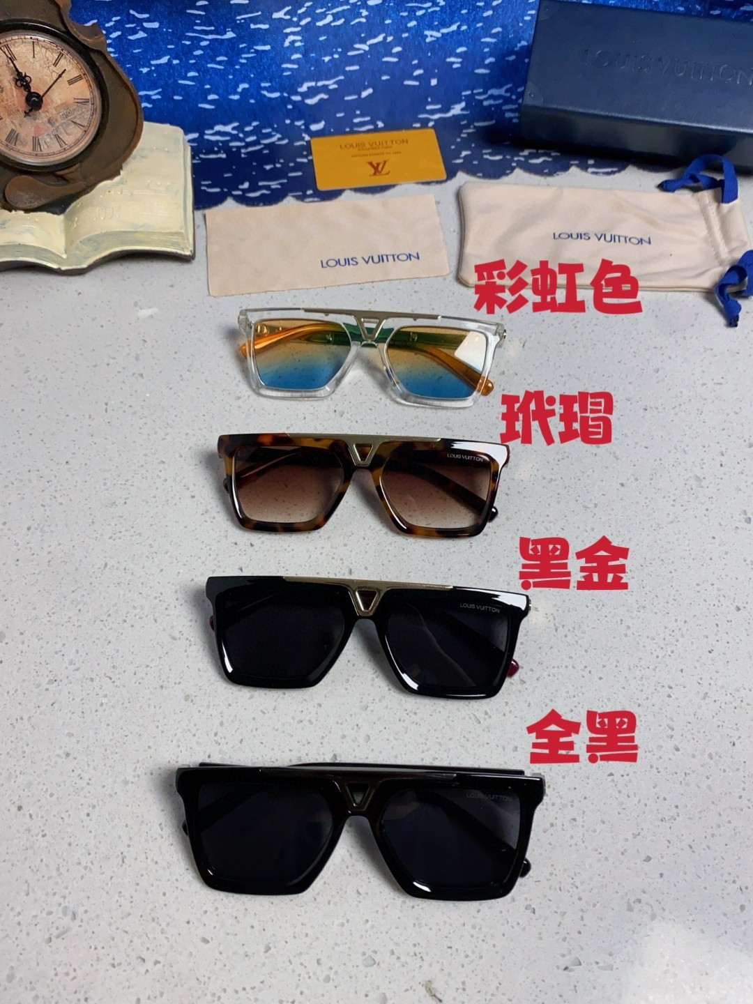 LouisVuitton路易威登 新款韩版个性宽边粗框太阳眼镜男女潮人墨镜朋克风方形大框蹦迪眼镜