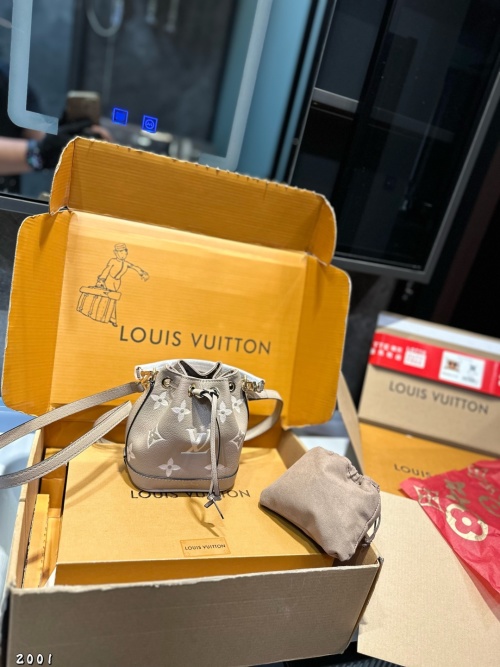 Louis Vuitton Nano Bucket Bag,Monogram,Beige,13×16 Cm,Gift Set For Women 1 Louis Vuitton Nano Bucket Bag,Monogram,Beige,13×16 Cm,Gift Set For Women