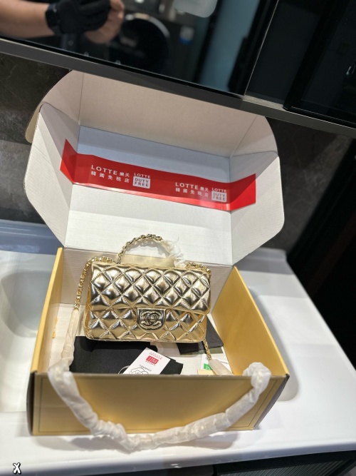 Chanel CF Series Quilted Bag - Gold Leather, Classic Flap Design 1 Chanel CF Series Quilted Bag - Gold Leather, Classic Flap Design
