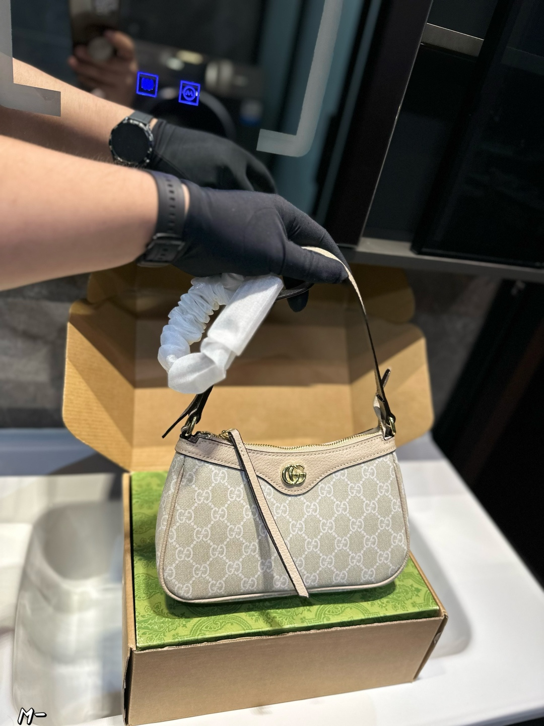 ❤️p155（礼盒包装）❤️ Gucci古驰25新款Ophidia复古双G帆布小号腋下包 尺寸25 14cm