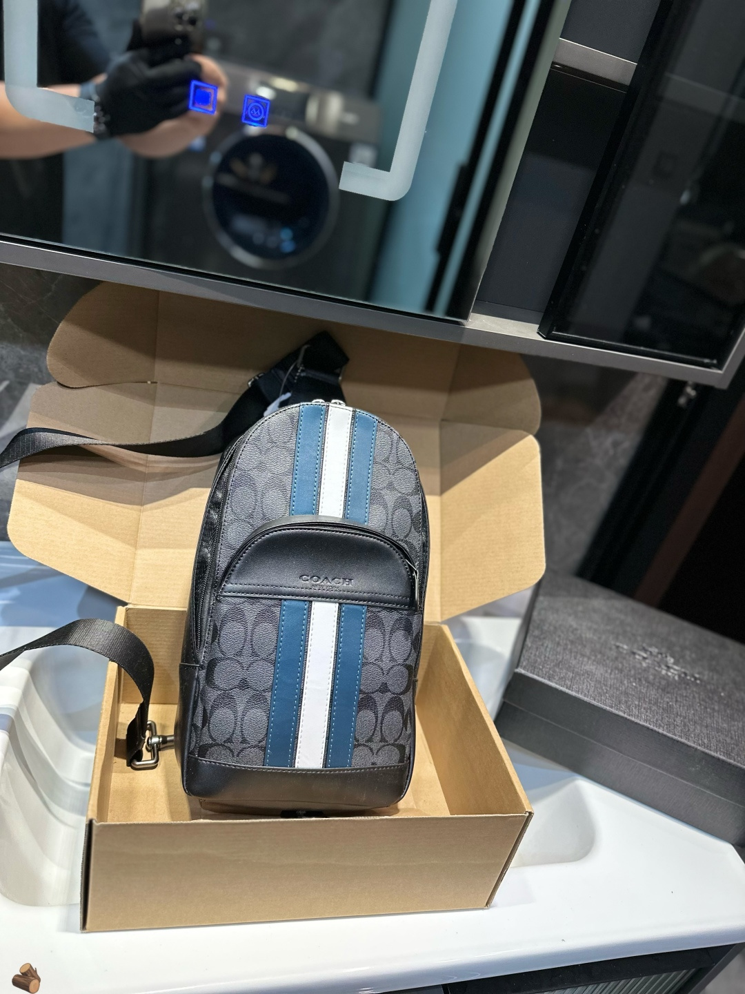 ❤️ (empaque de regalo) ❤️ COACH bolso bandolera Graham, mochila de hombro. 🚹 Bolso cruzado para hombre. Logotipo clási…