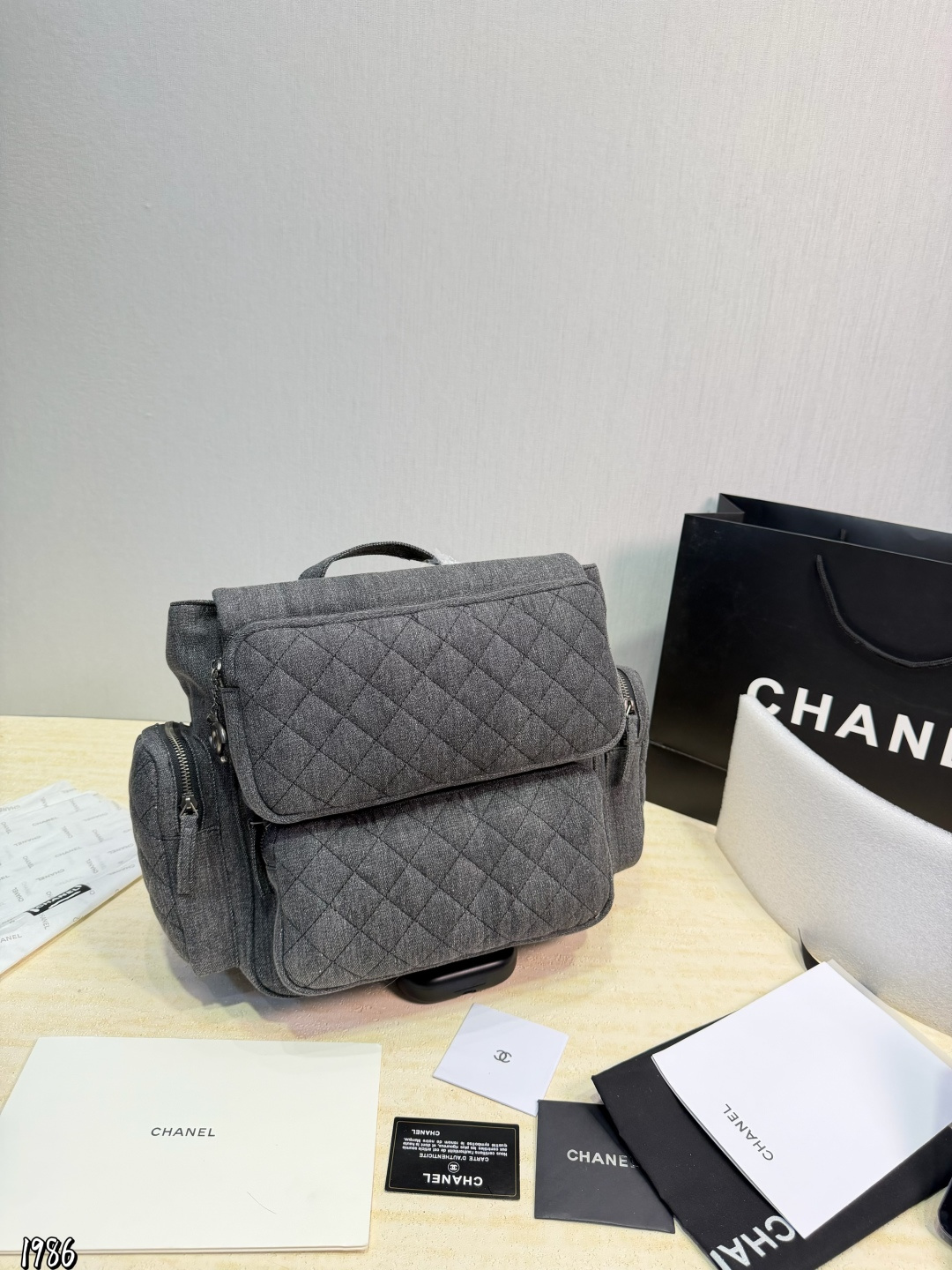 ️P360️ | Denim Chanel. New Backpack. Fashionable | Easy To Match Without Looking Old-fashioned | And The Beauty And Temperament Bonus Is So High | I Love This Calmness And Elegance | Size: 31 27
