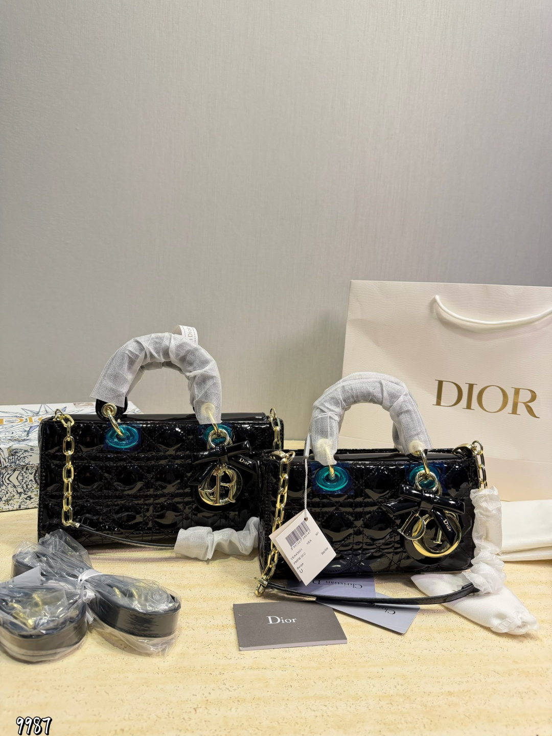 Dior Lady Grey patent 26 13cm shoulder everyday