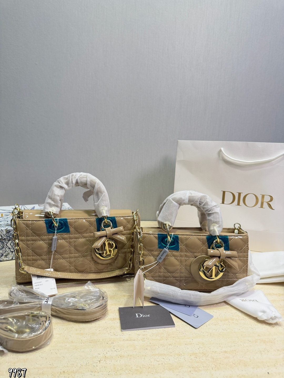 Dior Lady Grey patent 26 13cm shoulder everyday