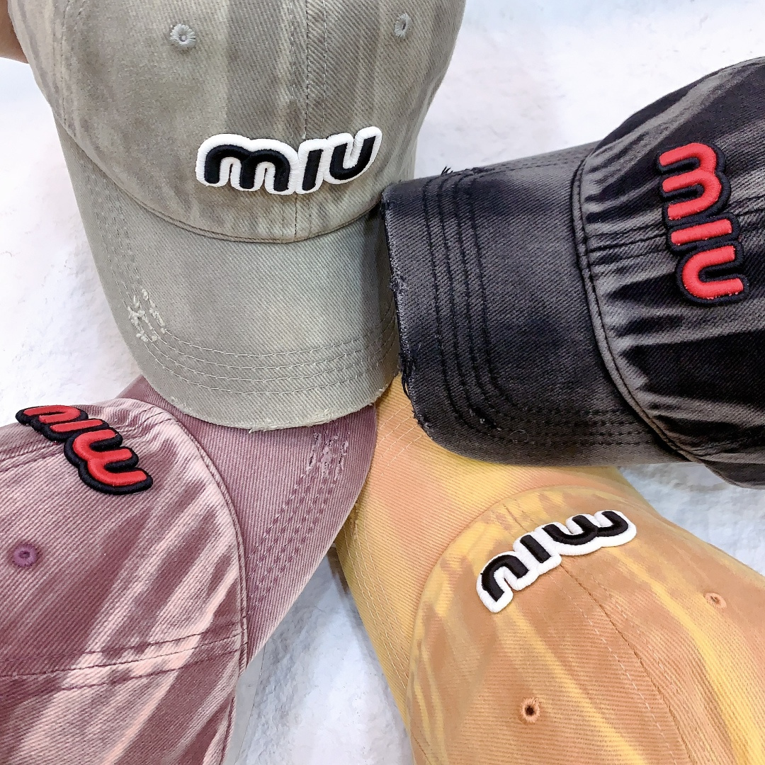 🎀miumiu西瓜纹小众设计棒球帽缪缪立体感logo