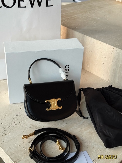 Celinee Triomphe Handbag, Leather, 16*12.5cm - Chic & Compact Design 1 Celinee Triomphe Handbag, Leather, 16*12.5cm - Chic & Compact Design