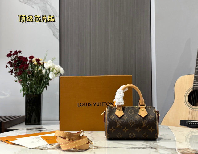 Louis Vuitton Speedy Nano Monogram Canvas Handbag with Detachable Strap 1 Louis Vuitton Speedy Nano Monogram Canvas Handbag with Detachable Strap