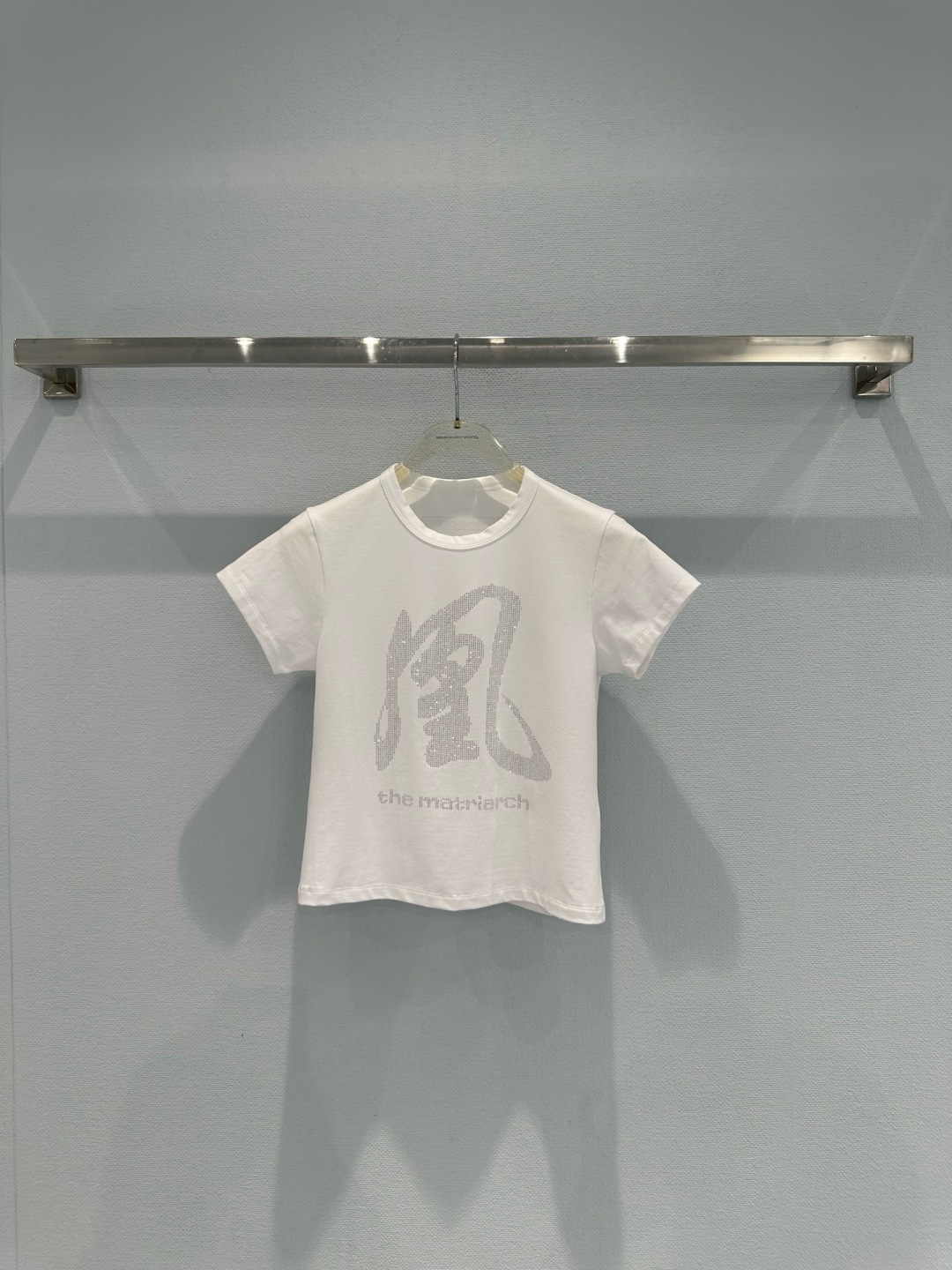 NO:738258,Alexander Wang 2926 spring and summer new phoenix T-shirt, this white short-sleeved T-shirt, with the silver 'phoenix' + 'the matriarch' on the front, has both oriental charm and modernity. High-quality cotton material, soft and breathable, super comfortable for daily wear, simple design, versatile jeans or casual pants, easy to create fashionable street style, the brand's consistent avant-garde attitude, a must-have for personal expression!  Code number SML,,alexander wang,jeans,T-shirt,tees,t-shirt,19860909Alexander Wang亚历山大王2926春夏新款凤字T恤,这款白色短袖T恤,正面银色“凤”字+“the matriarch”字样,东方韵味与现代感兼具.高品质棉料,柔软透气,日常穿着超舒适,简约设计,百搭牛仔裤或休闲裤,轻松打造时尚街头风,品牌一贯的前卫态度,个性表达必备！码数SML,,alexander wang,jeans,T-shirt,tees，t-shirt,,Women's clothing
