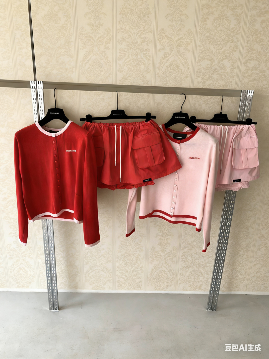 NO:794873,LACERTA 2026 early spring series pink contrasting knitted suit, including half-zip knitted cardigan + work style shorts, cardigan soft matte pink with red collar, wool blend material, soft and comfortable, brand embroidery on the chest is very recognizable, shorts drawstring elastic waist + large pockets, practical and fashionable, pink and red contrasting design, sweet and cool style, perfect for daily wear or taking photos, paired with sports shoes and white shoes to show youthful vitality!  Code number SML,,sneakers,shorts,19860909LACERTA 2026早春系列粉色撞色针织套装,包含半拉链针织开衫+工装风短裤,开衫柔雾粉配红色领边,羊毛混纺材质,柔软舒适,胸前品牌刺绣超有辨识度,短裤抽绳松紧腰+大口袋,实用又时髦,粉色与红色撞色设计,甜酷风格满分,日常穿搭或拍照都很出片,搭配运动鞋、小白鞋更显青春活力！码数SML 上,,sneakers,shorts,,Women's clothing