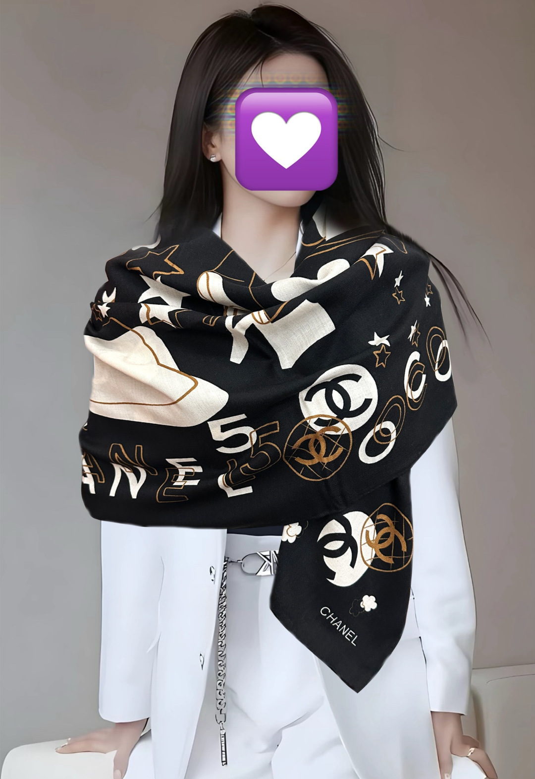 🔥香奈儿 【双面同色】经典双C优雅Coco风[礼物]~气质到骨子里[色]香奶奶新一季的面料超高级，真心超级柔软，丝丝顺滑