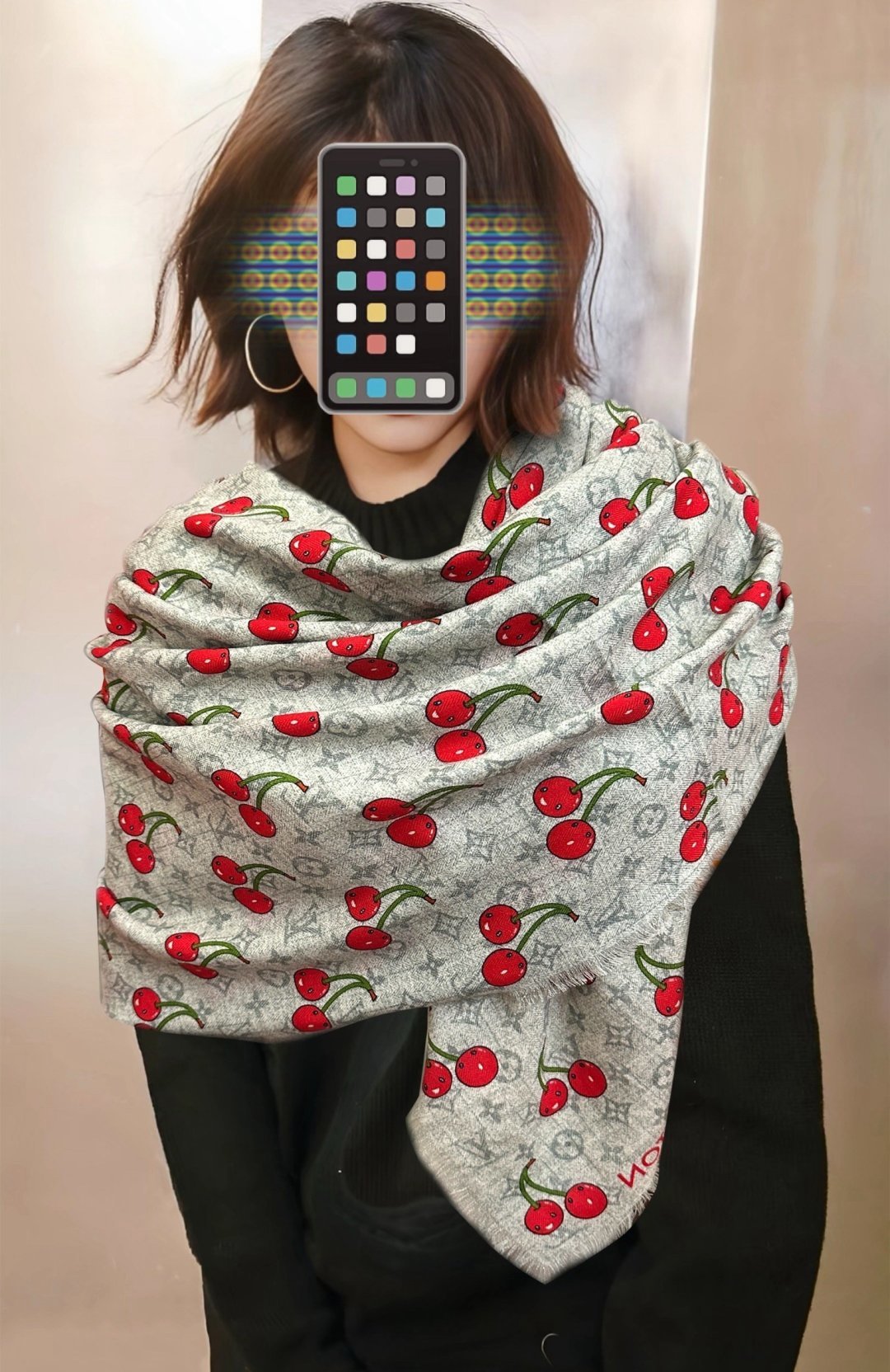 上新❤️LV  2026【双面同色樱桃🍒】经典优雅[礼物]~气质到骨子里[色]新一季的面料超高级，真心超级柔软，丝丝顺滑