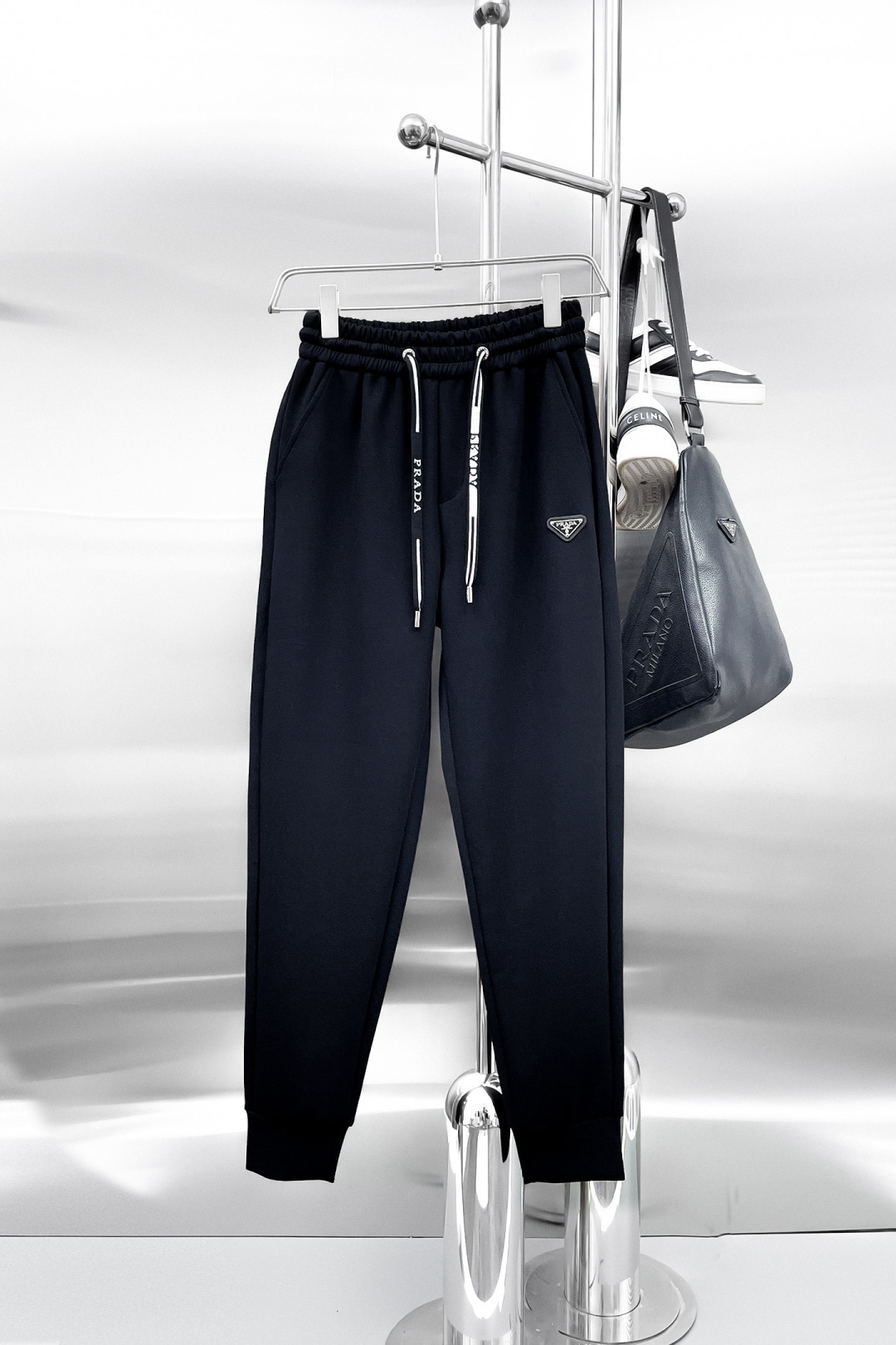 Prada Black Logo Drawstring Joggers