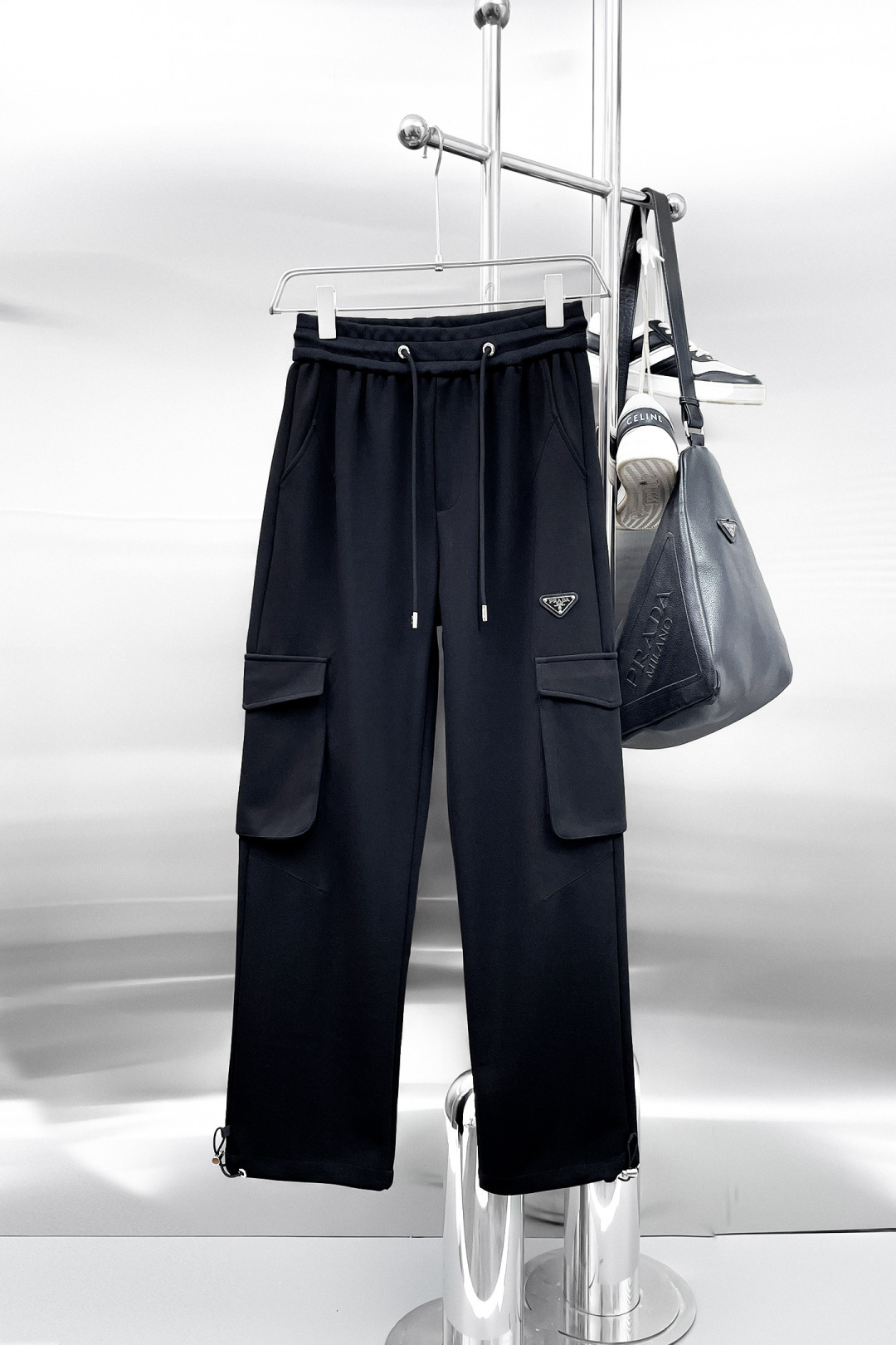 Prada Black Drawstring Cargo Pants