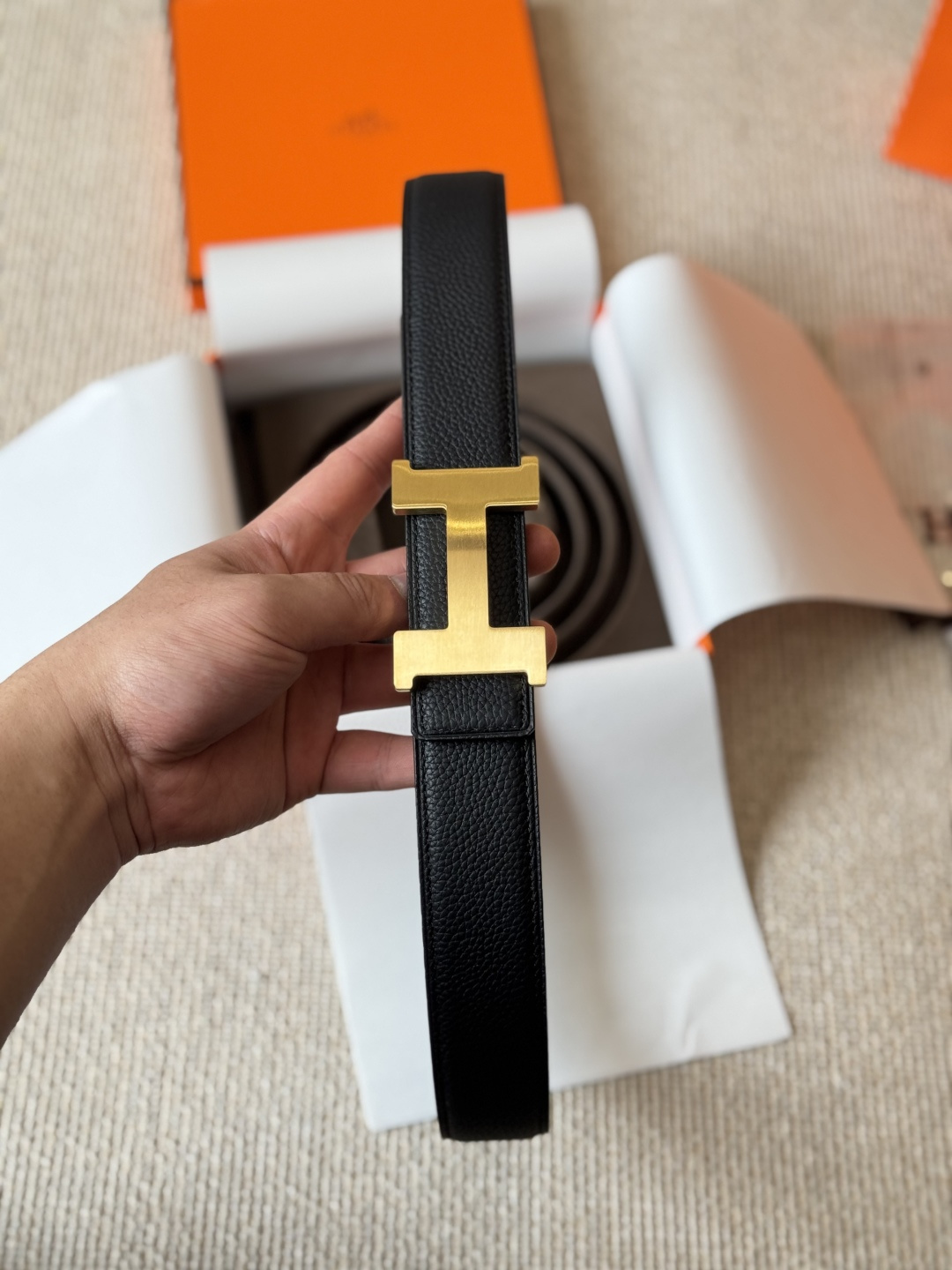 Hermes Black leather 38mm everyday