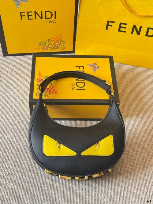 Fendi Fendigraphy Small Hobo Bag - Black Leather with Monster Eye Detail 1 Fendi Fendigraphy Small Hobo Bag - Black Leather with Monster Eye Detail