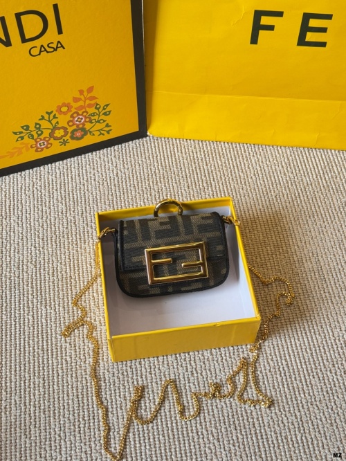 Fendi Nano Baguette Brown Leather Chain Bag, 11*7cm, Includes Dust Bag 1 Fendi Nano Baguette Brown Leather Chain Bag, 11*7cm, Includes Dust Bag