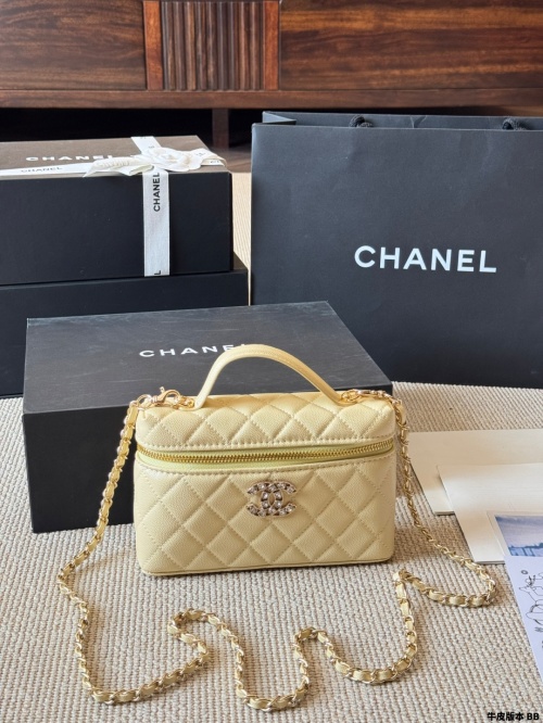 Chanel 25P Rhinestone CC Logo Vanity Bag with Handle and Chain Strap 1 Chanel 25P Rhinestone CC Logo Vanity Bag with Handle and Chain Strap