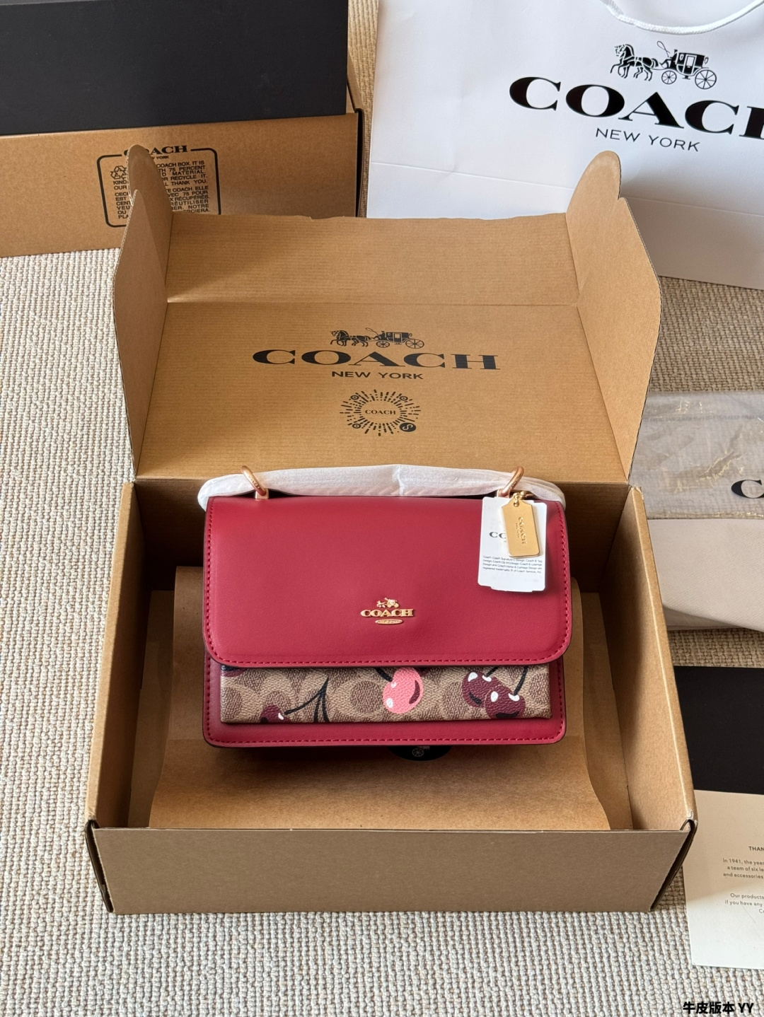 COACH Klare Flap Crossbody Bag in Signature Canvas with Cherry Print