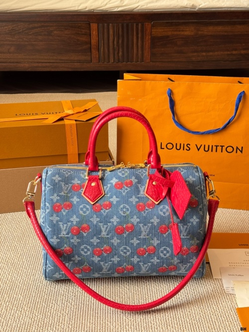 Louis Vuitton Speedy Pillow Bag Denim Cherry 30cm Designer Handbag 1 Louis Vuitton Speedy Pillow Bag Denim Cherry 30cm Designer Handbag
