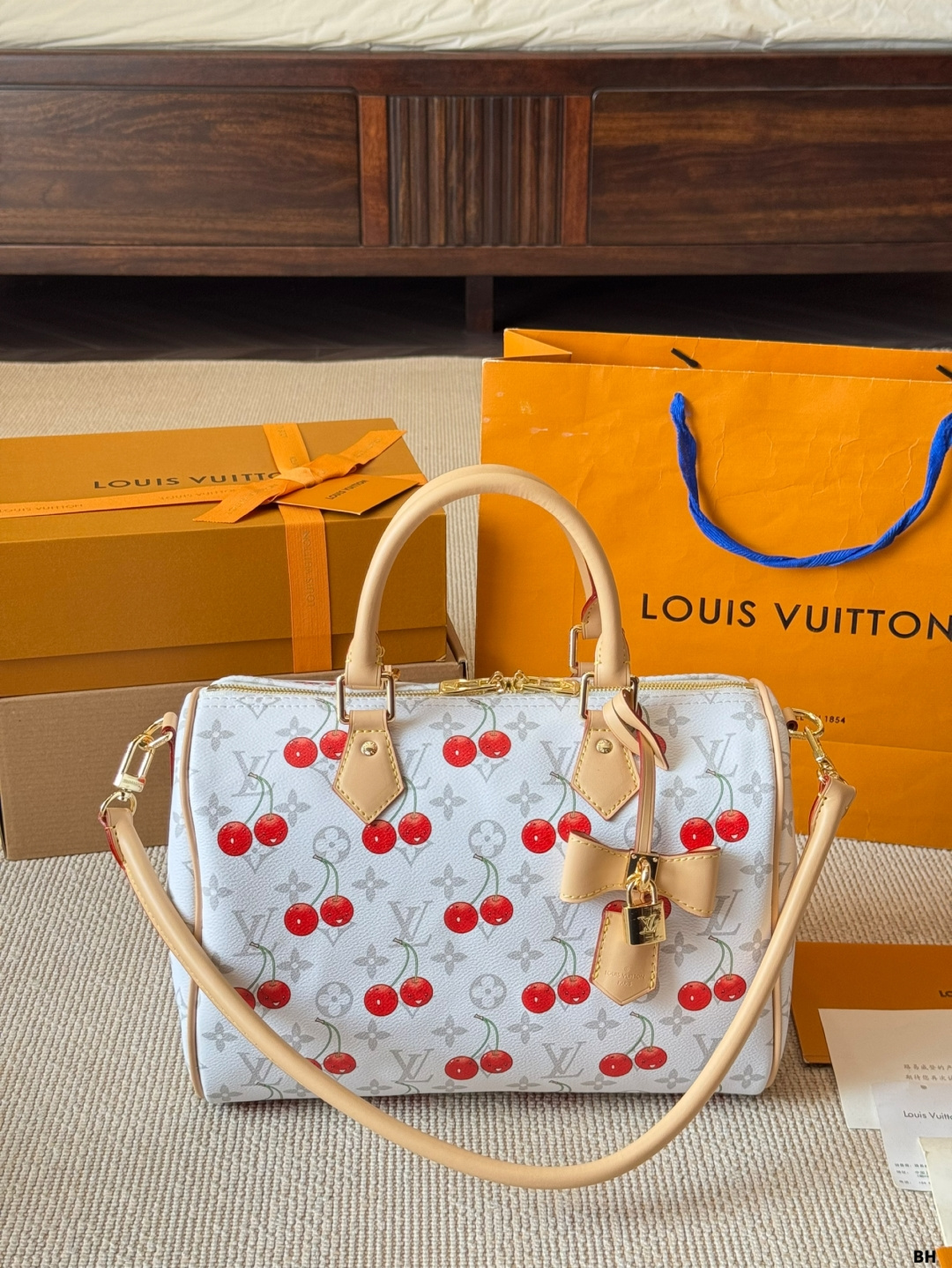 Louis Vuitton Speedy 30cm Pillow Bag Cherry Print, Designer Handbag