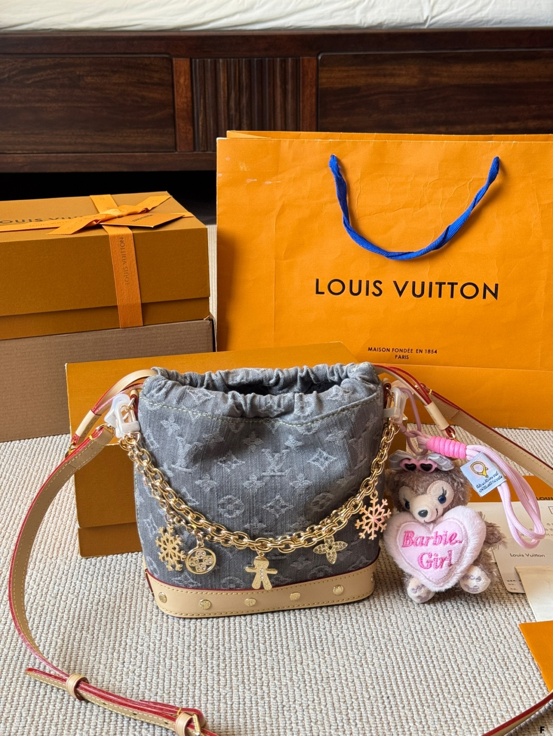 Louis Vuitton Denim Nano Noe Bag with Charms - Limited Edition