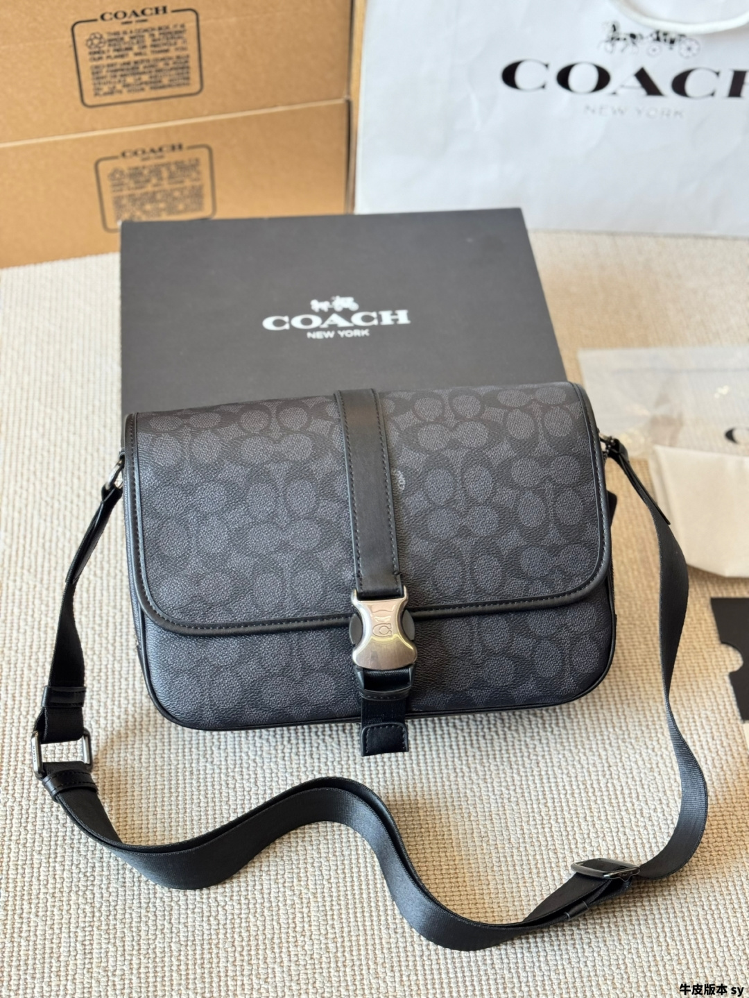 COACH League Coated Canvas Messenger Bag,Signature Jacquard Crossbody Handbag