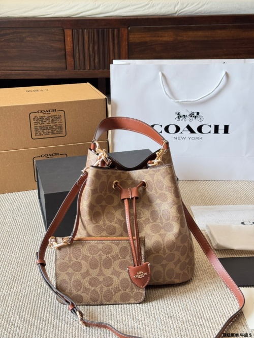 Coach Rowan Bucket Bag in Signature Coated Canvas,Top Handle,Crossbody Bag 1 Coach Rowan Bucket Bag in Signature Coated Canvas,Top Handle,Crossbody Bag