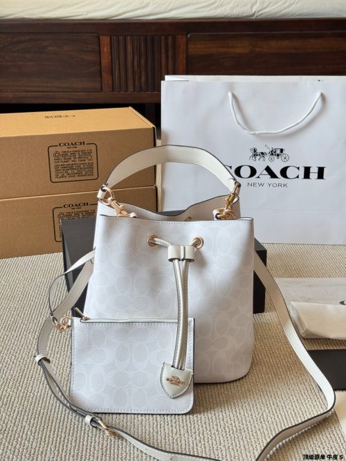 Coach Rowan Bucket Bag - Signature Design, Convertible Straps - 22x20 cm 1 Coach Rowan Bucket Bag - Signature Design, Convertible Straps - 22x20 cm