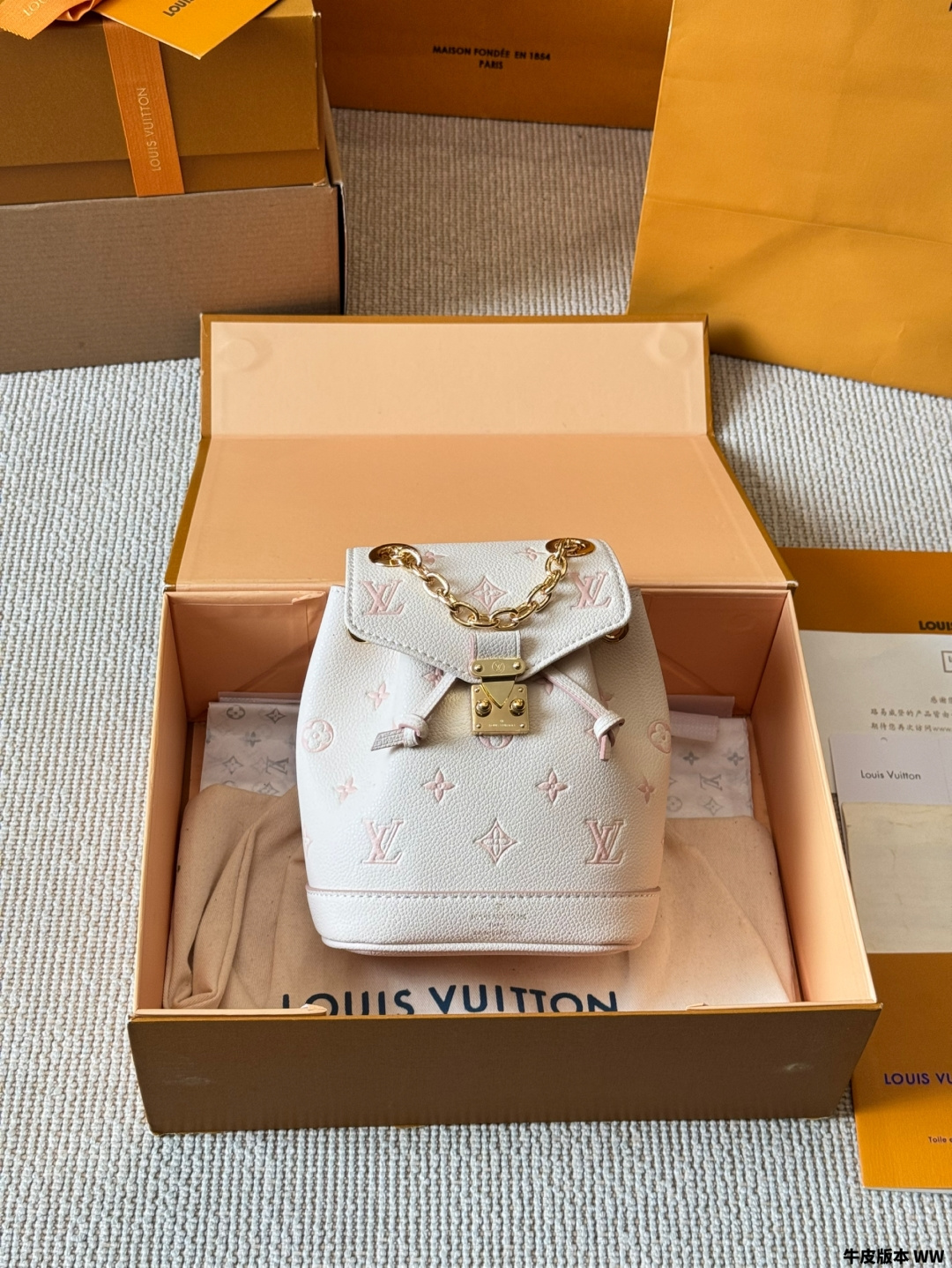 Louis Vuitton Nano Noe Mini Backpack Cream Strawberry Leather, 13 x 18cm