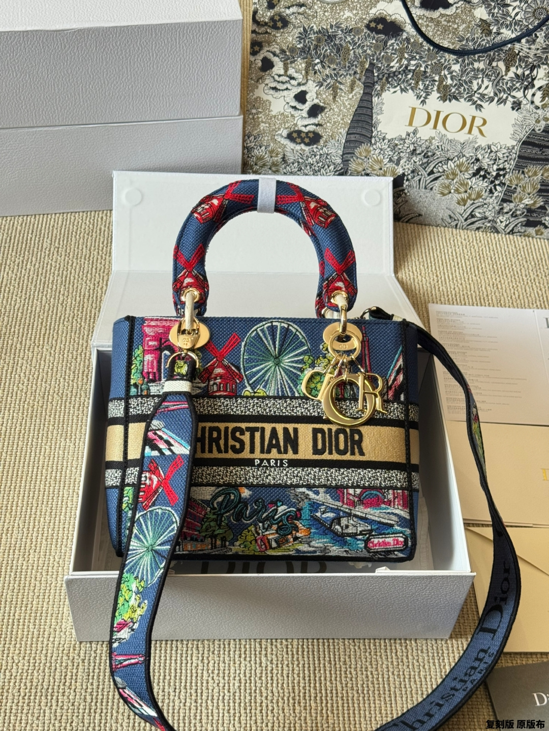 Dior Lady D-Lite Embroidered Bag with Crossbody Strap - Iconic Design