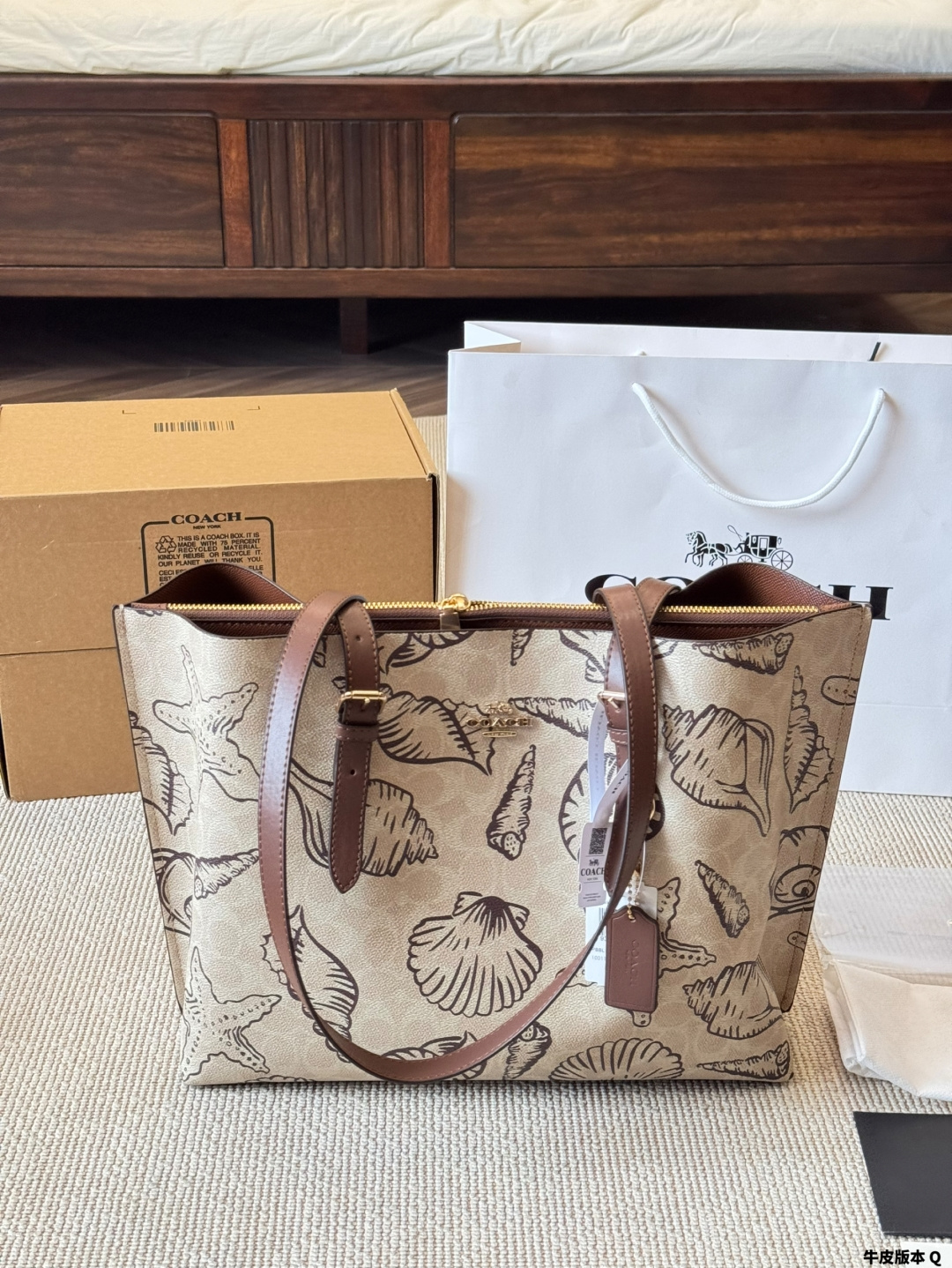 Versión de piel de vaca Tamaño grande Coach mollie35 Bolso tote 蔻驰♥️Último bolso de compras de la fábrica de …