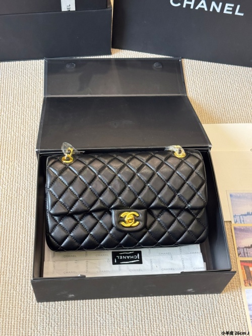 Chanel Classic Flap Bag Lambskin Leather, Black, Gold Hardware, 26cm 1 Chanel Classic Flap Bag Lambskin Leather, Black, Gold Hardware, 26cm