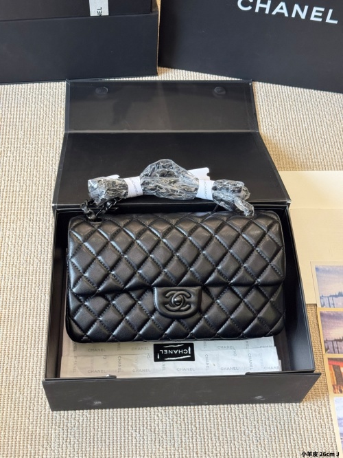 Chanel Classic Flap Bag Lambskin Leather Black, 26cm 1 Chanel Classic Flap Bag Lambskin Leather Black, 26cm