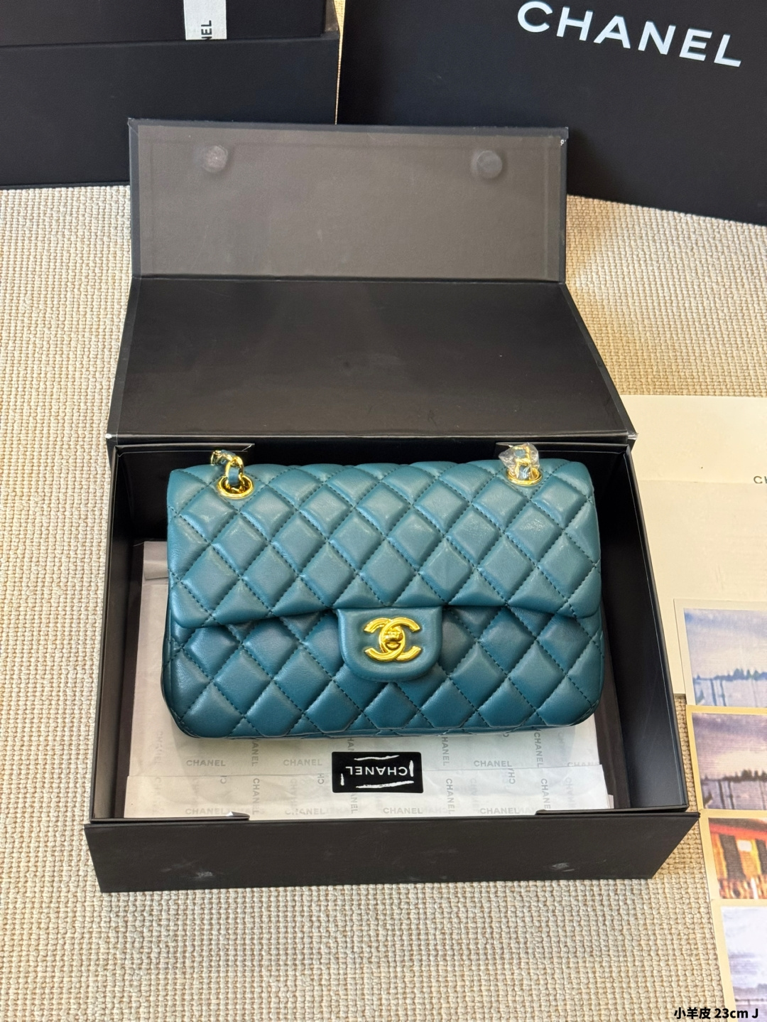 Chanel Classic Flap Bag - Turquoise Lambskin, Iconic Design, 23cm
